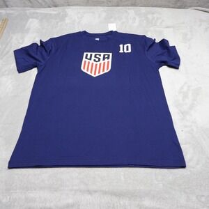 US Soccer Shirt Mens Medium Blue Soccer Pulisic #10 Graphic Crew Tee $20 NEW